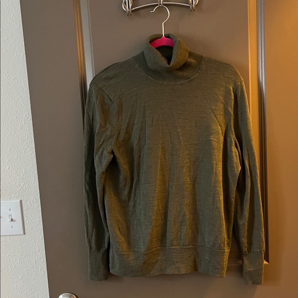 GAP 100% Merino Wool Turtleneck Sweater – Olive Green